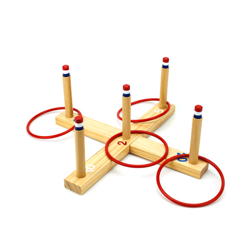Ring Toss Game - Classic Wooden Set with 4 Rings