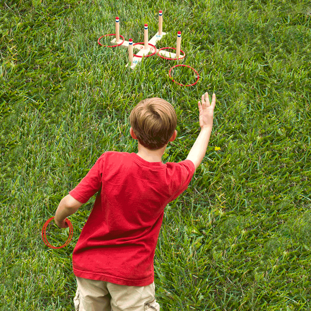 Ring Toss Game - Classic Wooden Set with 4 Rings