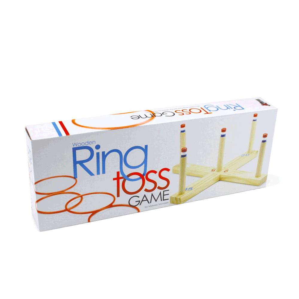 Ring Toss Game - Classic Wooden Set with 4 Rings