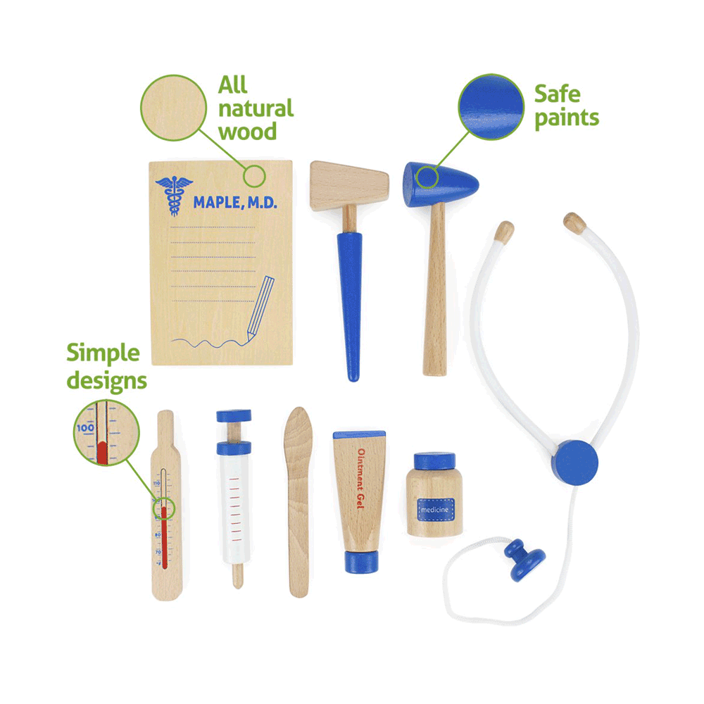 Dr. Maple's Wooden Wonders Medical Kit - 10 Peice Set!