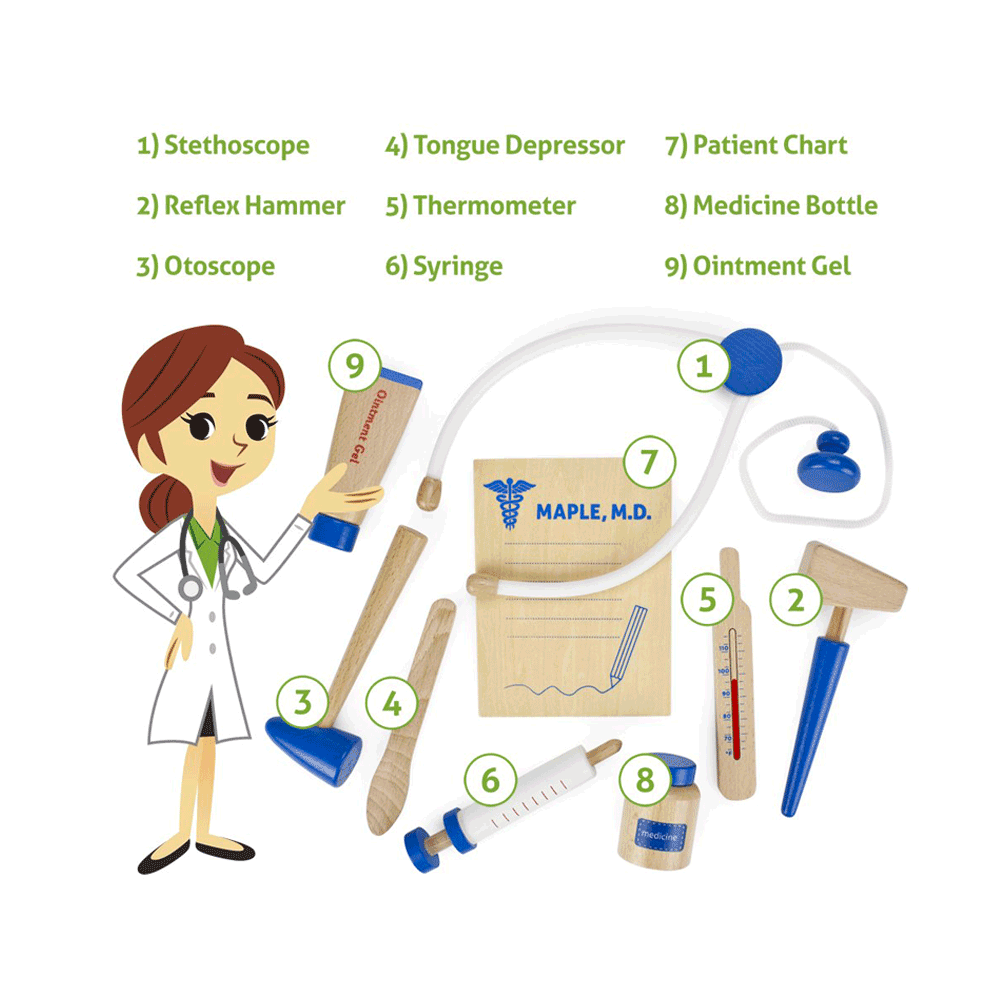 Dr. Maple's Wooden Wonders Medical Kit - 10 Peice Set!