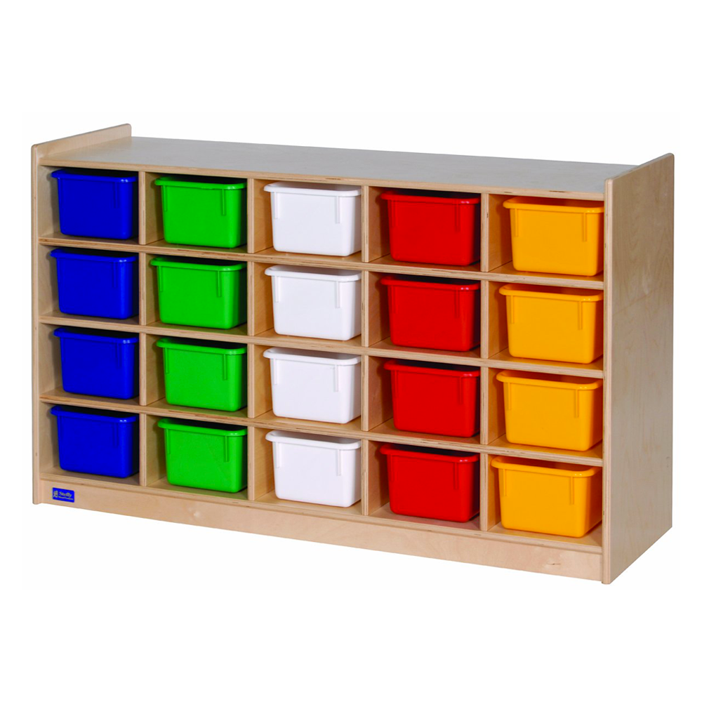 Angeles Durable Wooden Mobile 20-Section Storage Unit with Casters