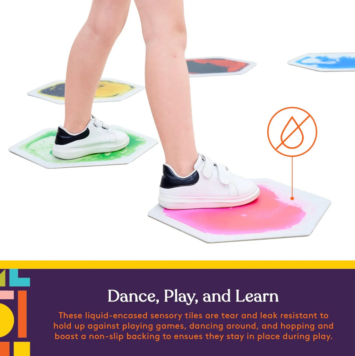 Hexagon Floor Liquid Tiles for Kids, Set of 9