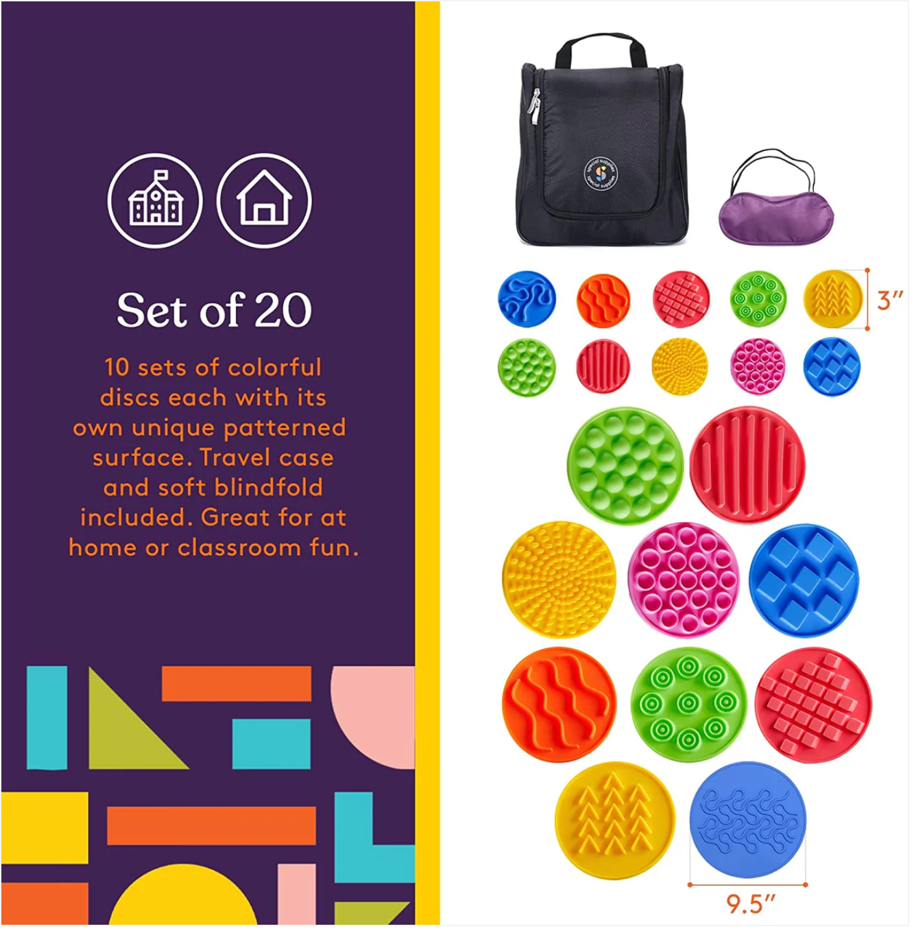 Sensory Discs Matching Game – 20 Pack with Eye Mask
