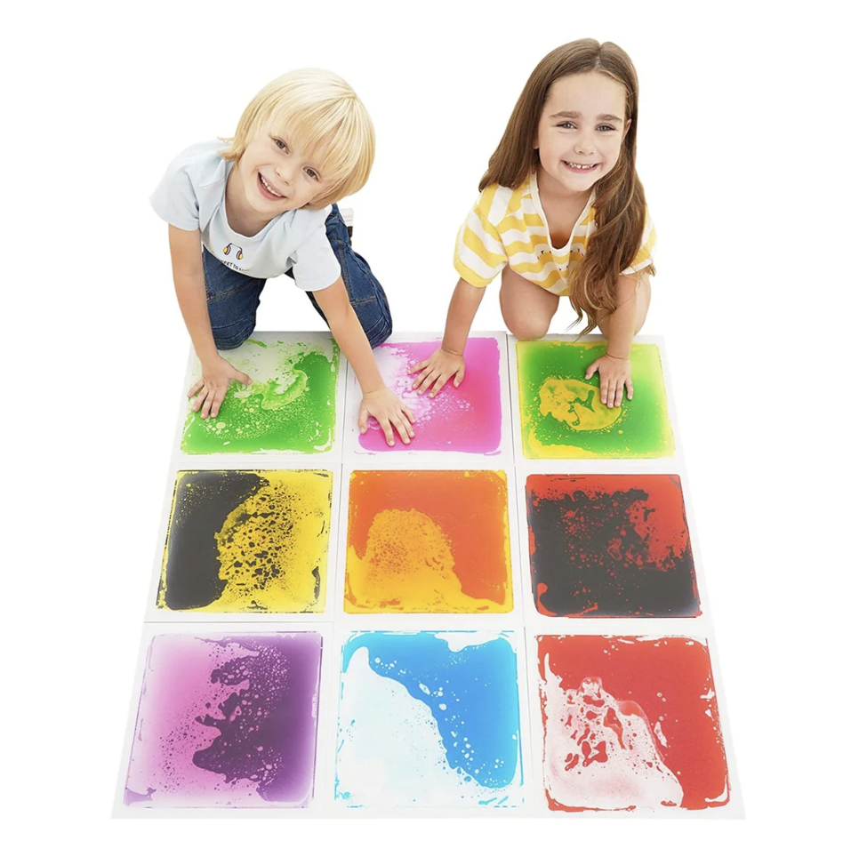 Square Floor Liquid Tiles for Kids, Set of 9