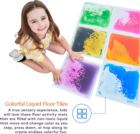 Square Floor Liquid Tiles for Kids, Set of 9
