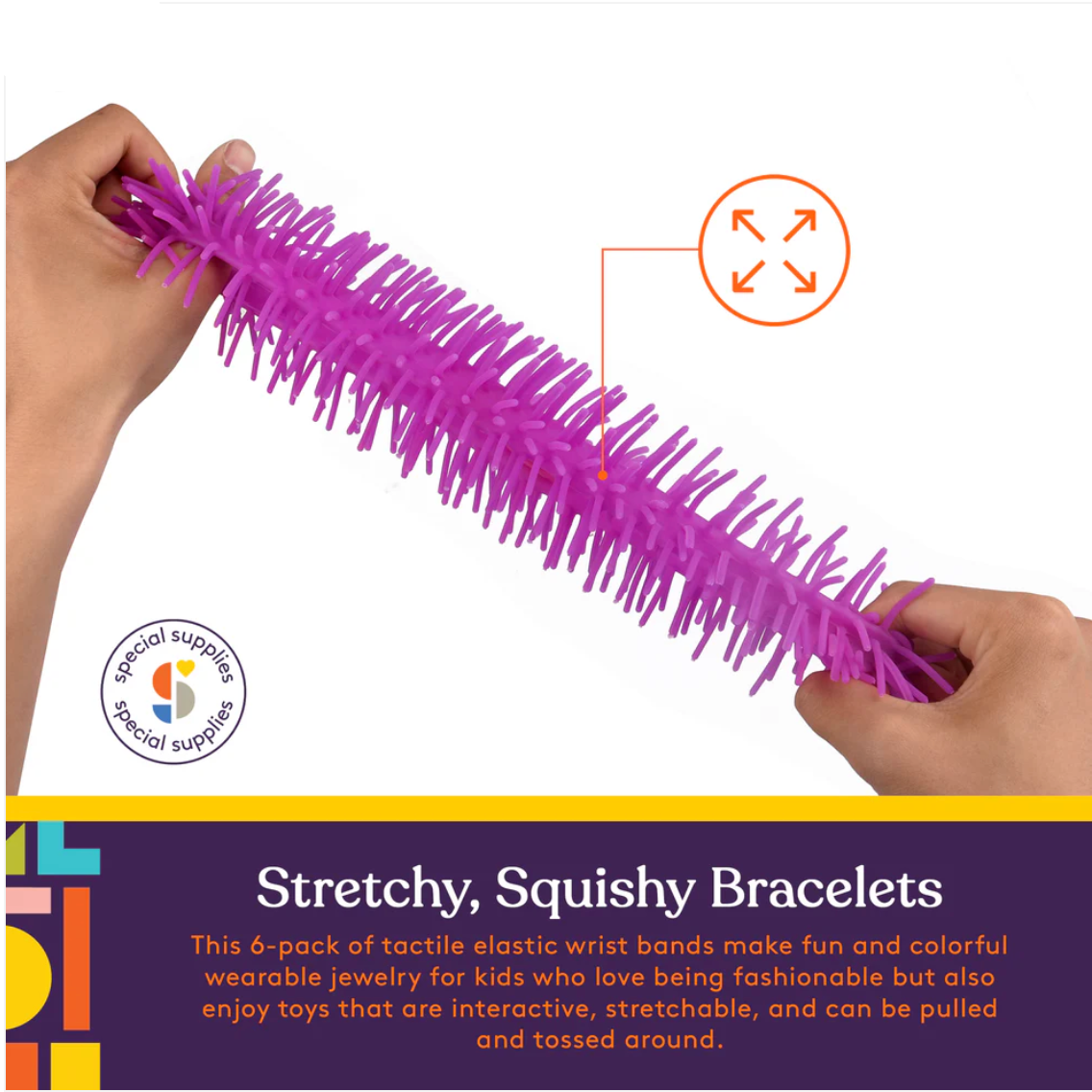 Squishy Fuzzy Band Bracelets – 6 Pack