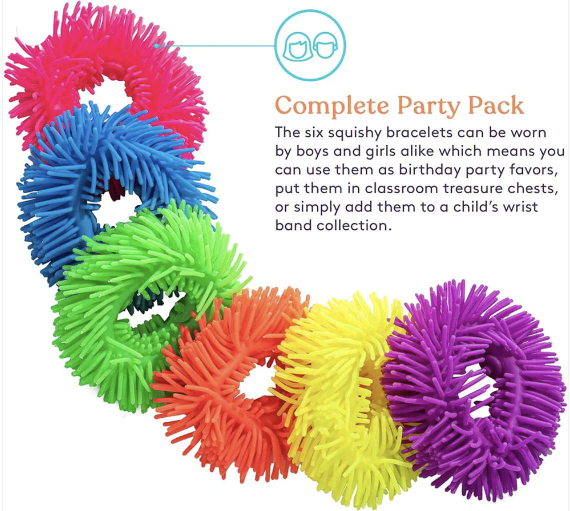 Squishy Fuzzy Band Bracelets – 6 Pack