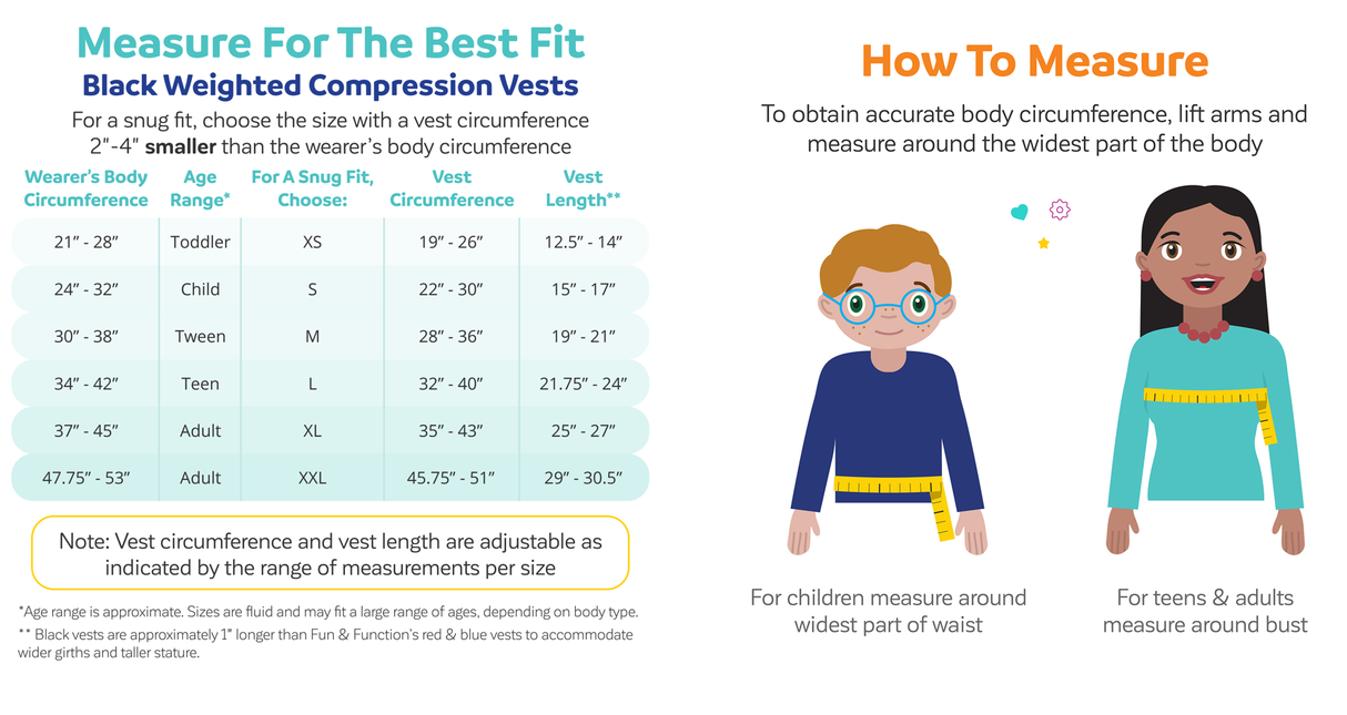 Fun & Function Teen/Adult Black Weighted Compression Vest