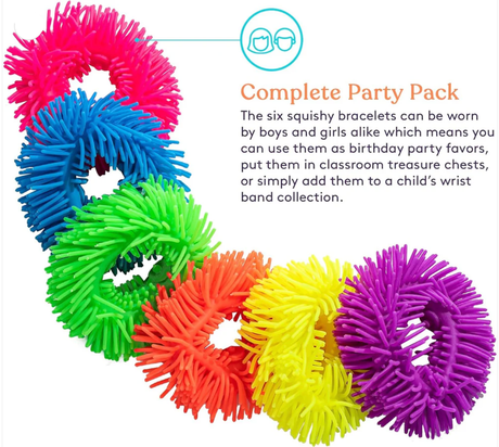 Squishy Fuzzy Band Bracelets – 6 Pack