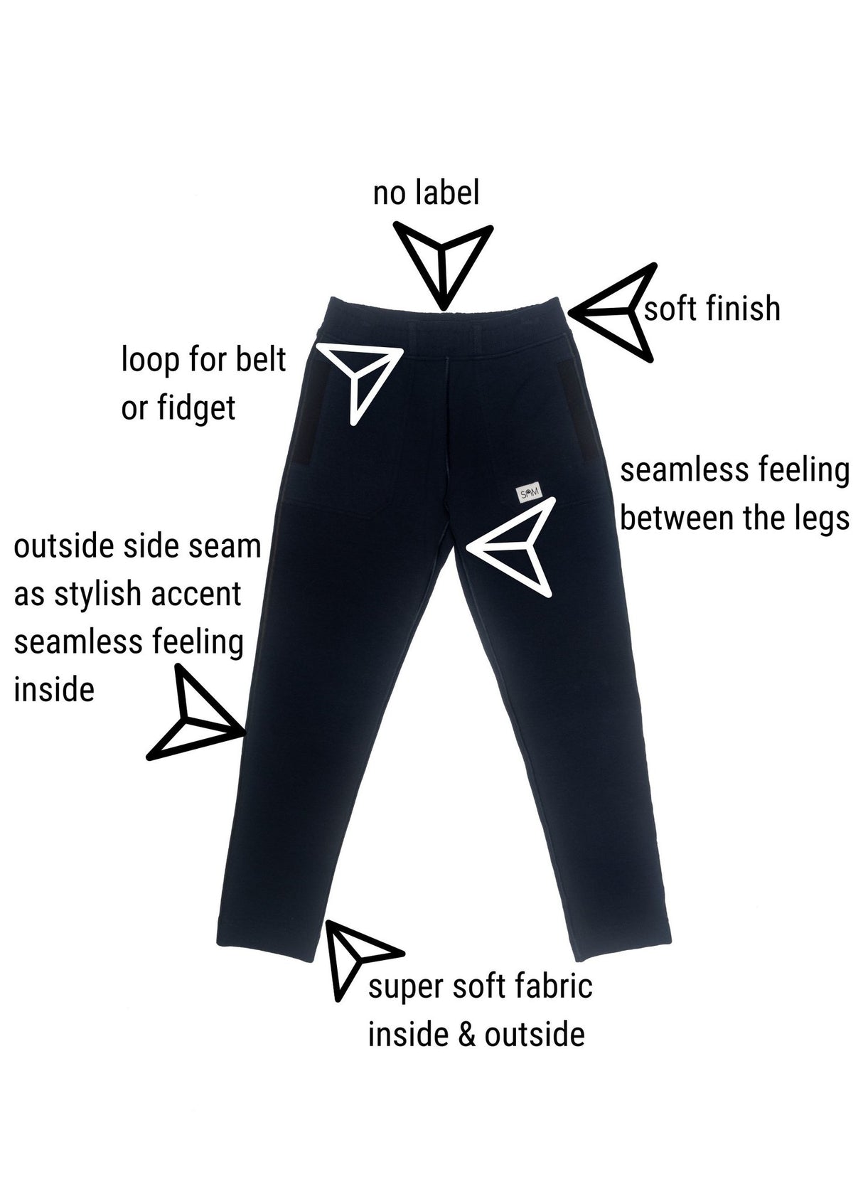 SAM Sensory™ & More Soft Seamless Slim Unisex Trousers