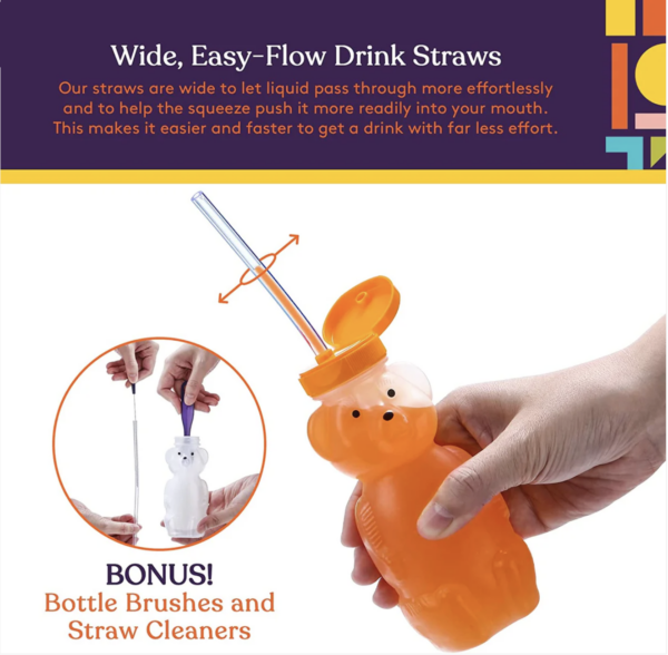 Juice Bear Bottle Drinking Cup with Long Straws, 3-pack - Image 4