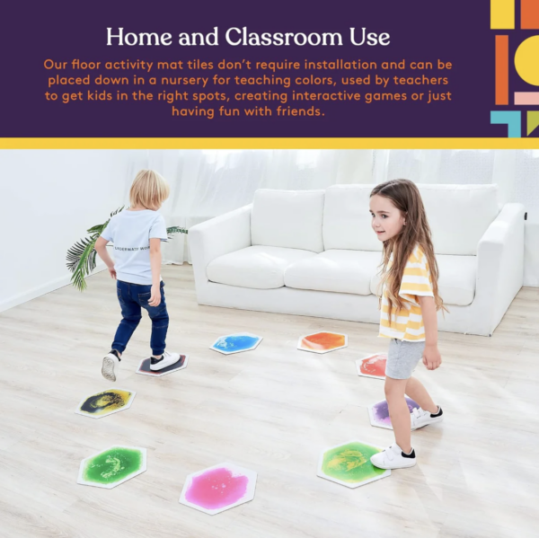 Hexagon Floor Liquid Tiles for Kids, Set of 9 - Image 2